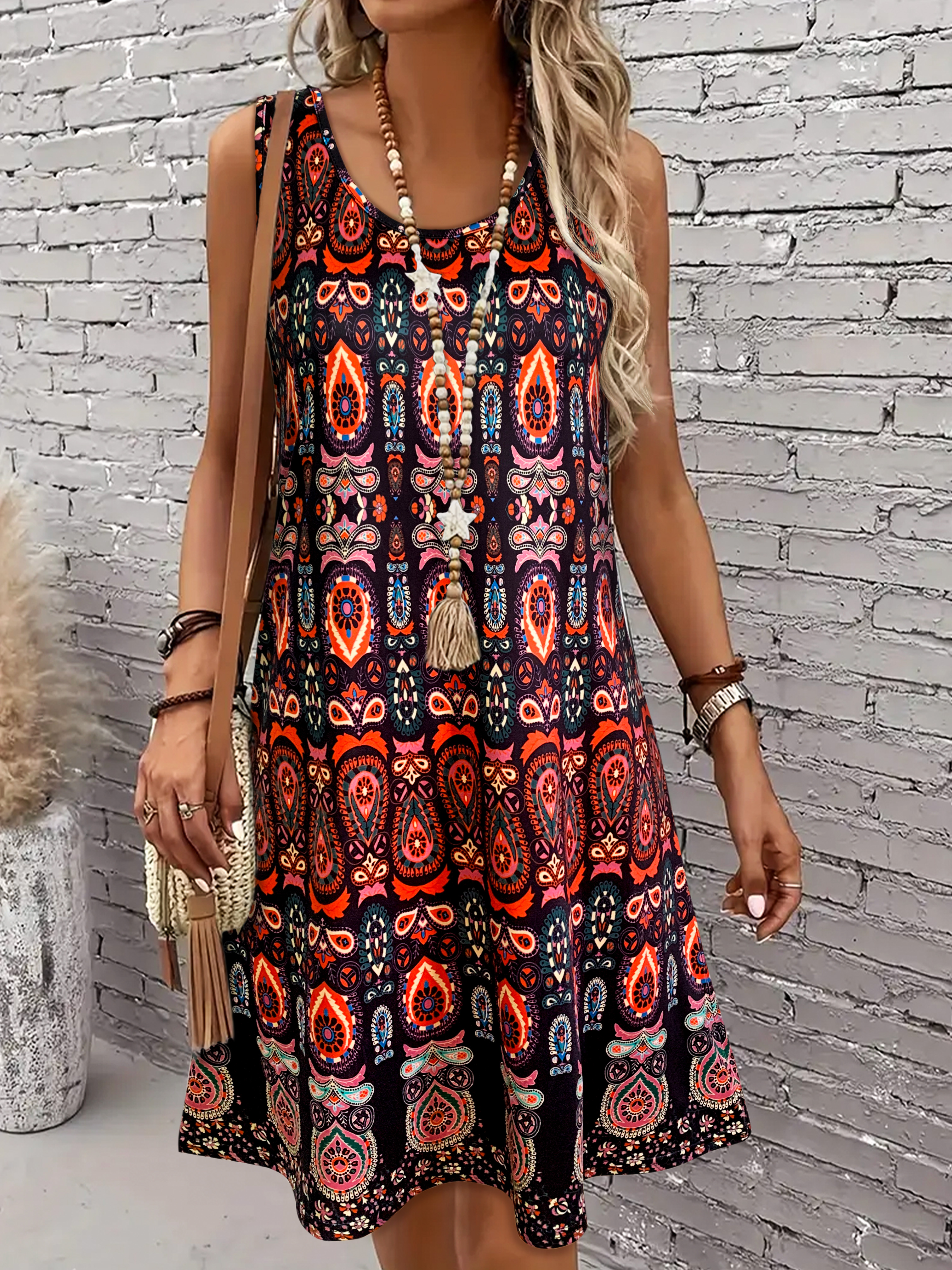 Summer Clothing Zara - Women's Vintage All-Over Print Sleeveless Dress