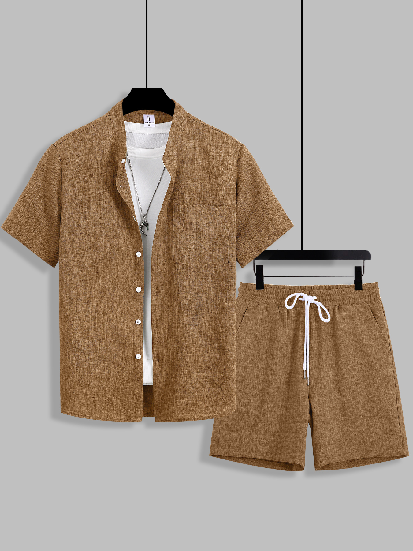 Summer Clothing Sets - Summer Men's Cotton Linen Texture Stand