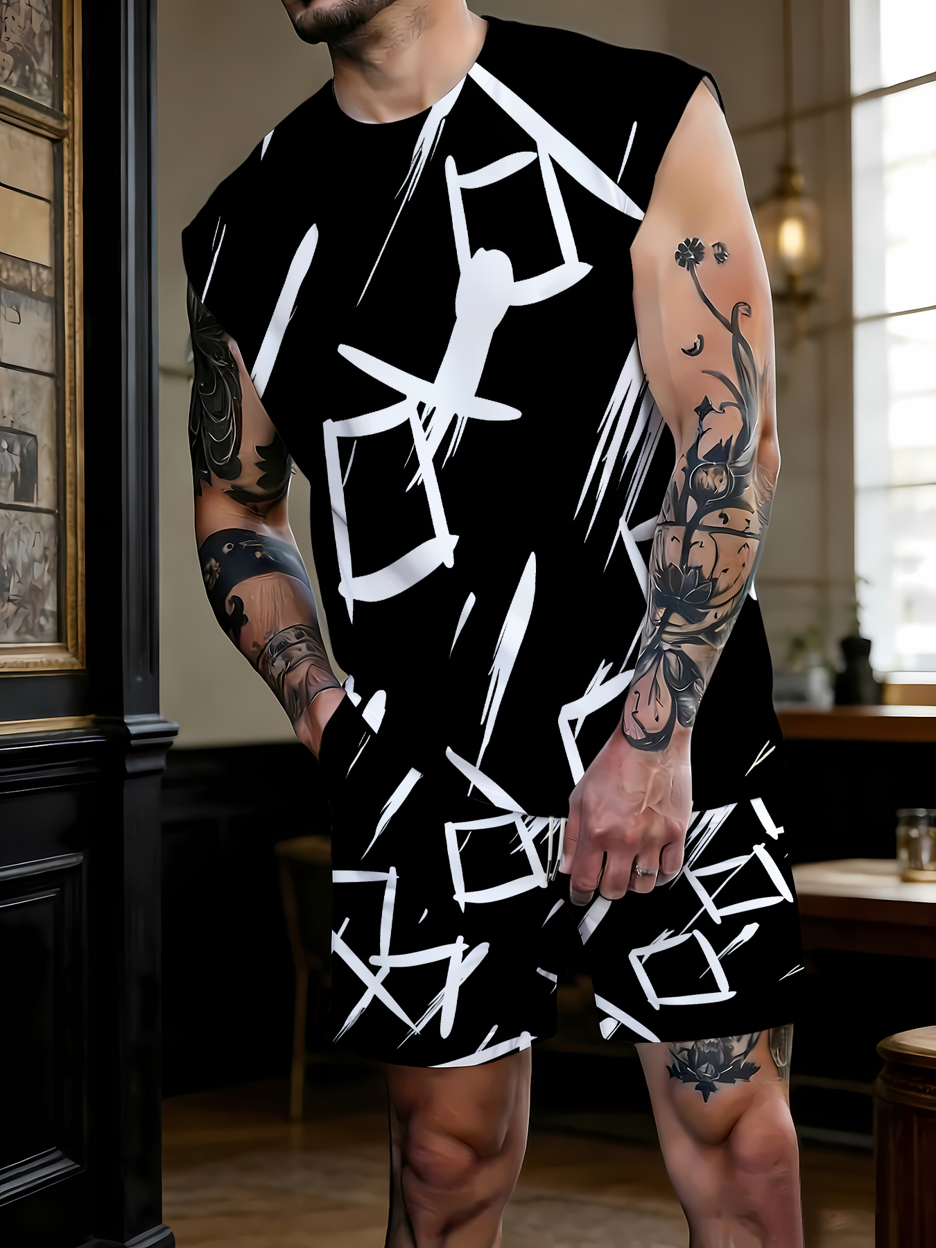 Summer Clothing Sets - Men's Compression Tank Top and Shorts