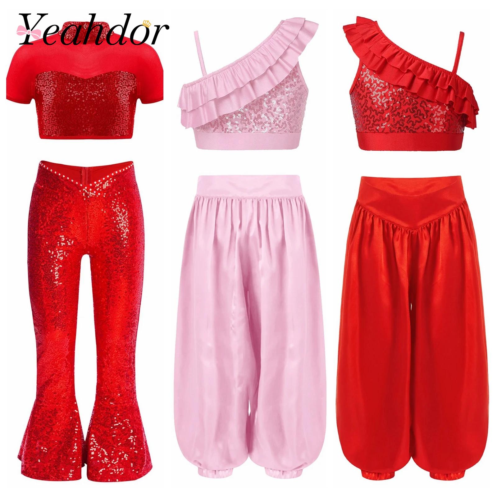 Summer Kids Clothing - Children Shiny Sequins Dance Clothes Girls
