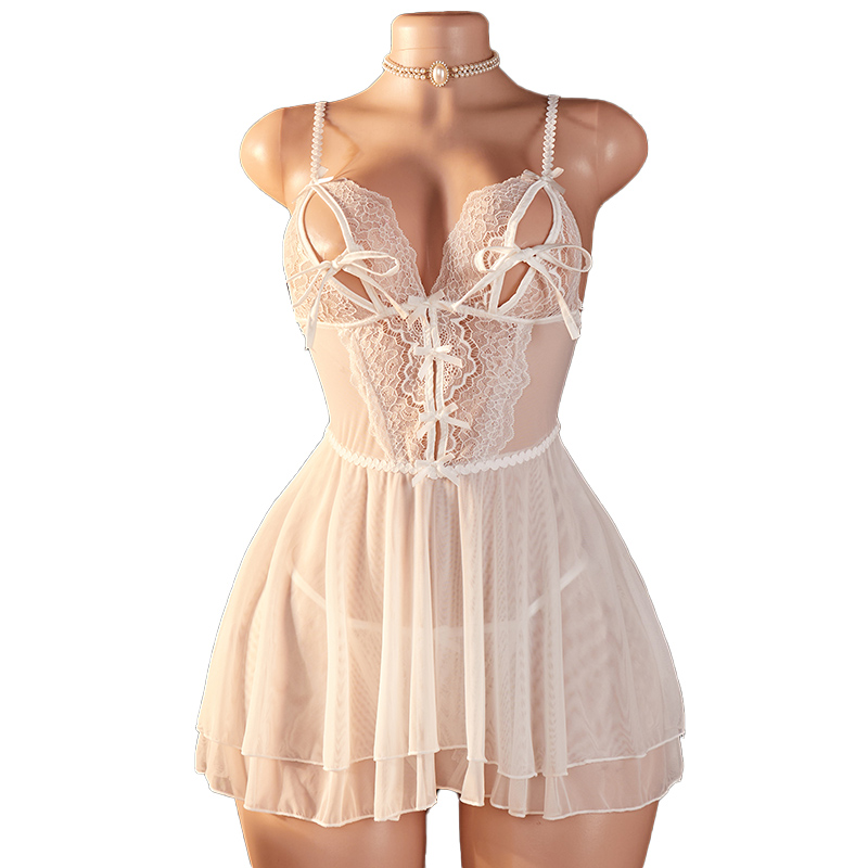 Summer Clothing Dress - Transparent Sexy Woman Lingerie Deep V