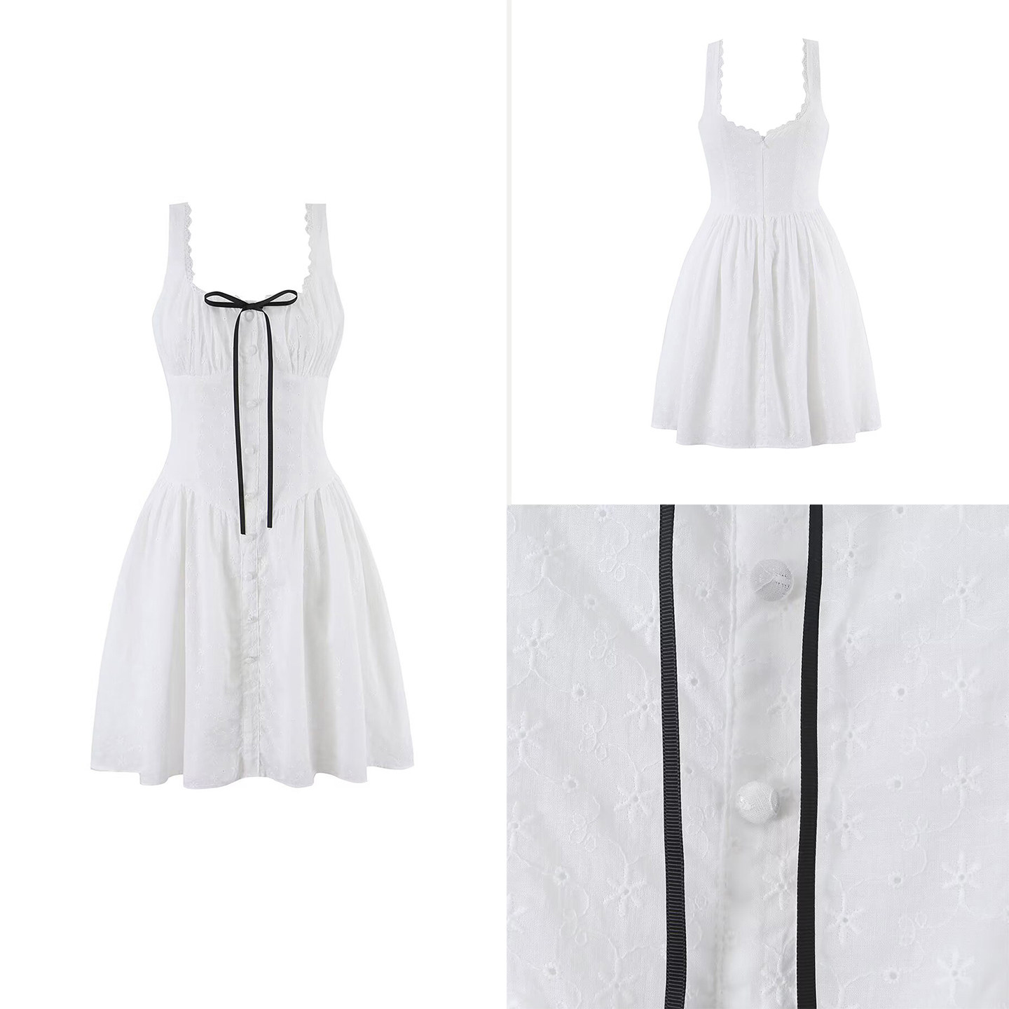 Summer Line Clothing Brand - Fashionable Lace Trim Embroidered Sleeveless Square