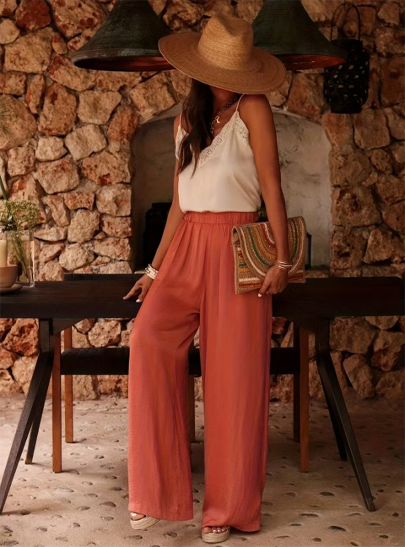 Women's High Waist Paperbag Wa - Palazzo Pant Wide บทวิจารณ์และราคา