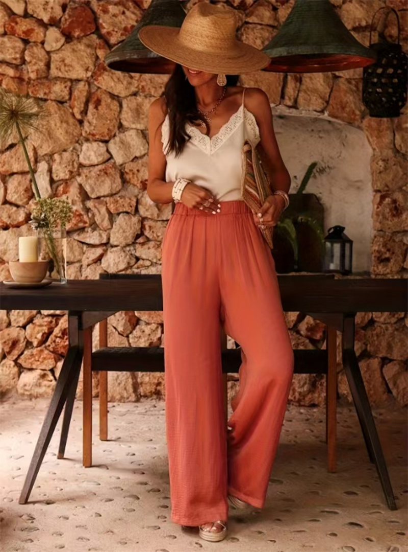 Women's High Waist Paperbag Wa - Palazzo Pant Wide บทวิจารณ์และราคา