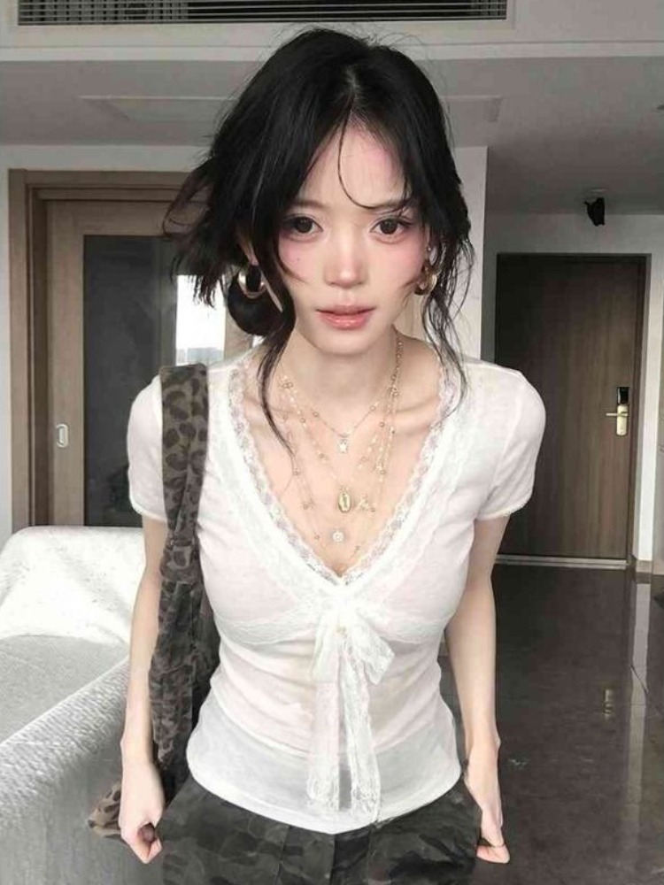 Spicy Girl Style Lace Patchwor - Summer Clothing Old Money บทวิจารณ์และราคา
