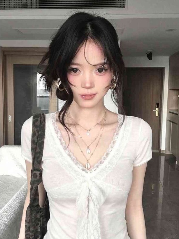 Spicy Girl Style Lace Patchwor - Summer Clothing Old Money บทวิจารณ์และราคา