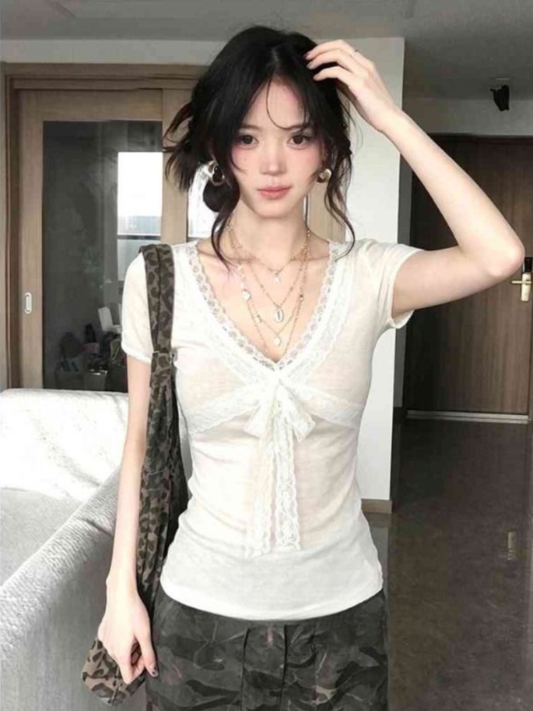 Spicy Girl Style Lace Patchwor - Summer Clothing Old Money บทวิจารณ์และราคา