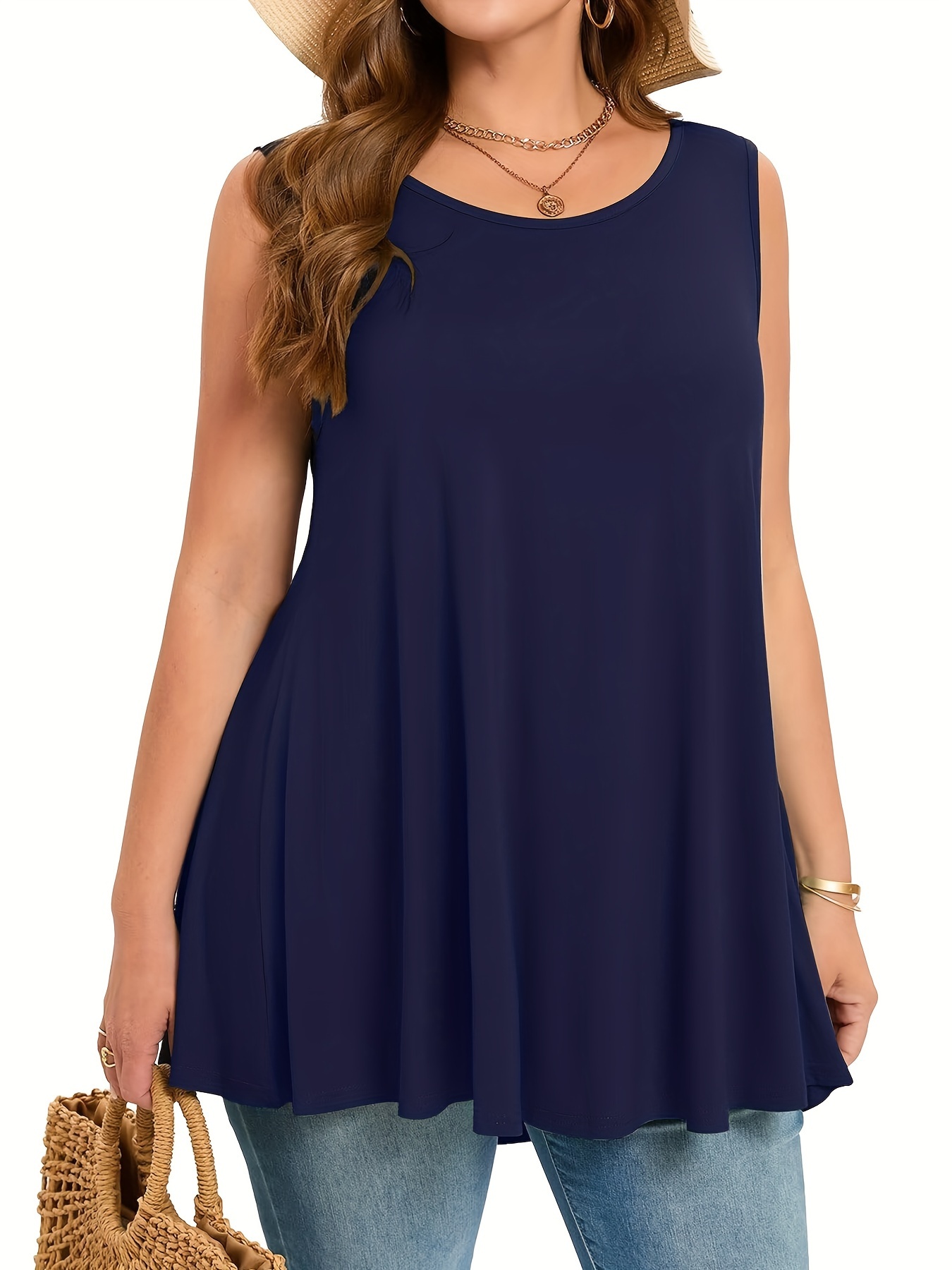 Plus Size Simple Solid Tank To - Summer Upf Clothing บทวิจารณ์และราคา