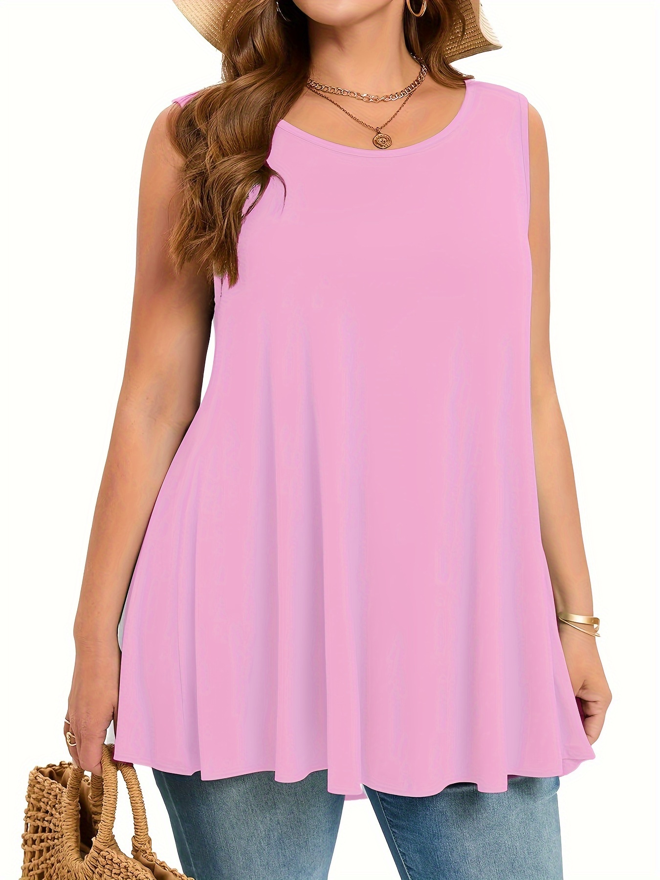 Plus Size Simple Solid Tank To - Summer Upf Clothing บทวิจารณ์และราคา
