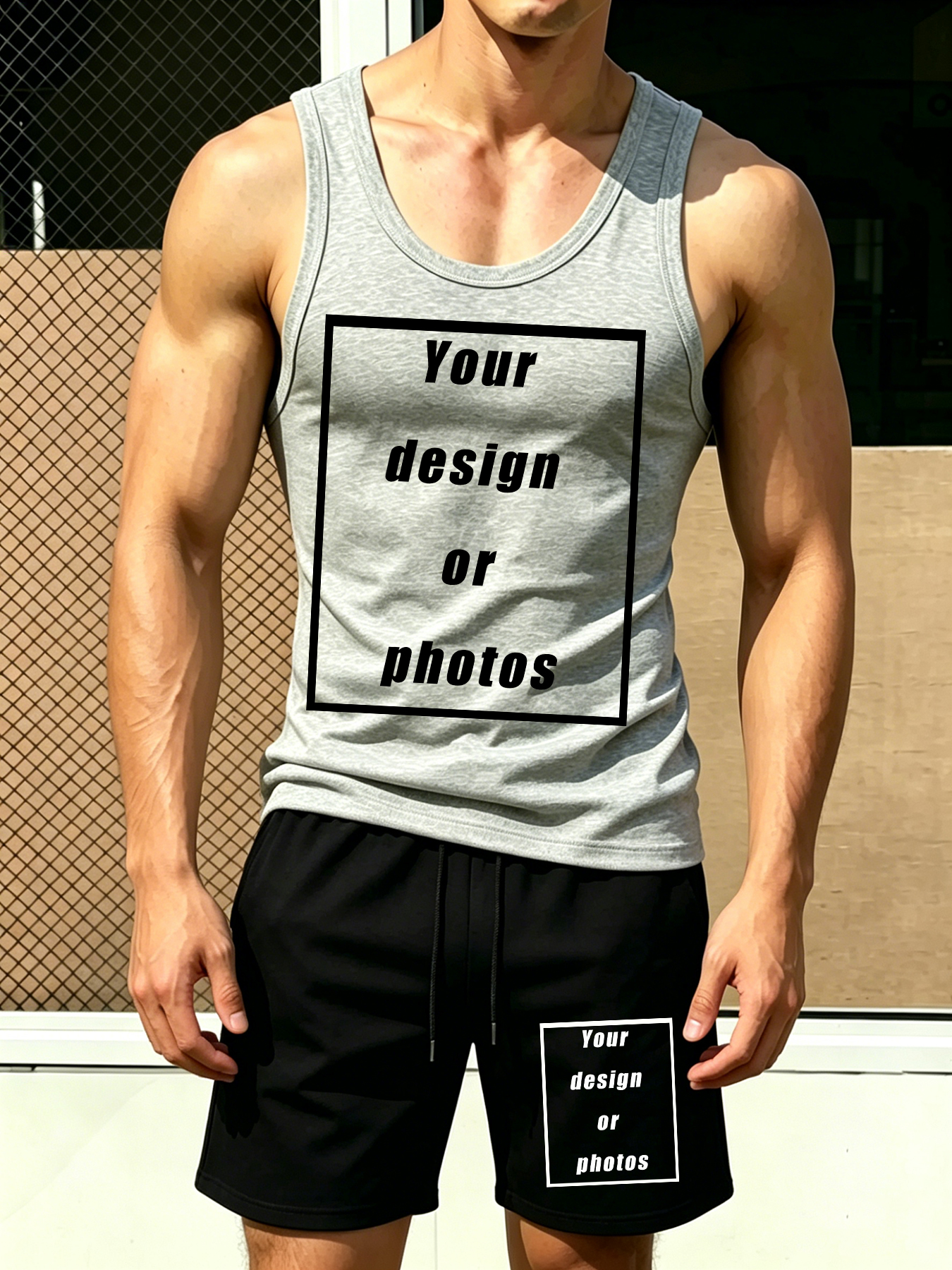 Men's Sports Tank Top Set Shor - Summer Knit Clothing บทวิจารณ์และราคา