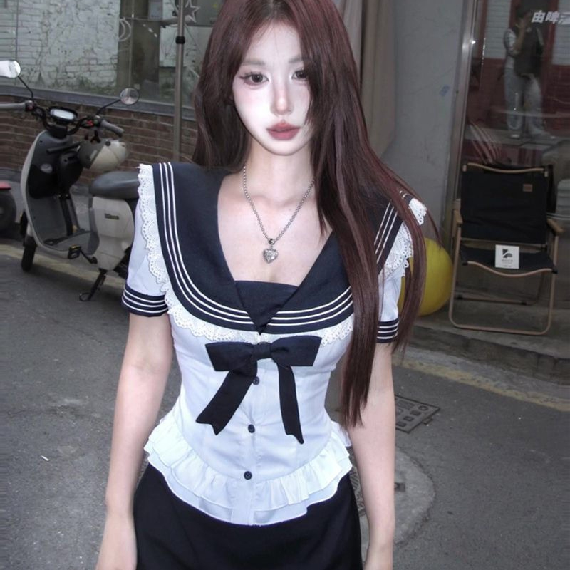 Deeptown Sweet Bow Sailor Coll - Summer Clothing For Teens บทวิจารณ์และราคา