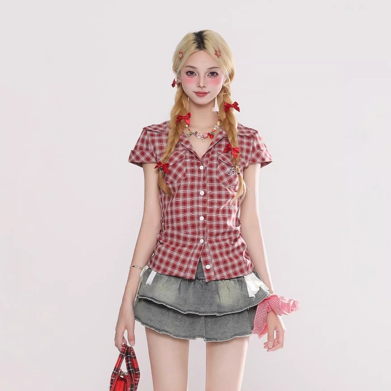Harajuku Vintage Gothic Plaid  - Summer Goth Clothing บทวิจารณ์และราคา
