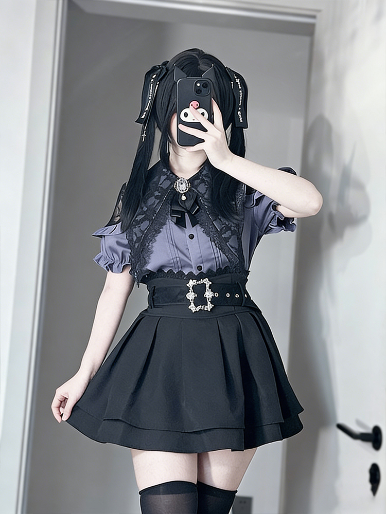 Gothic Style Shoulder Bared Sh - Summer Goth Clothing บทวิจารณ์และราคา