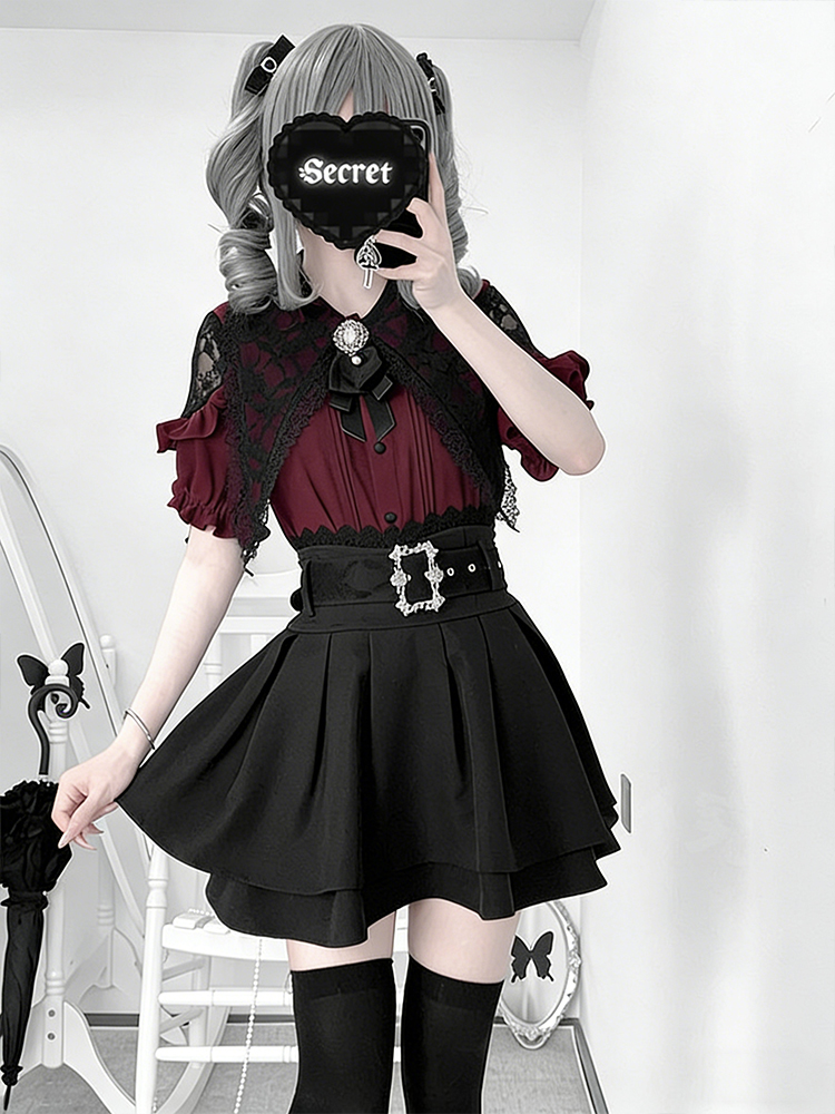 Gothic Style Shoulder Bared Sh - Summer Goth Clothing บทวิจารณ์และราคา
