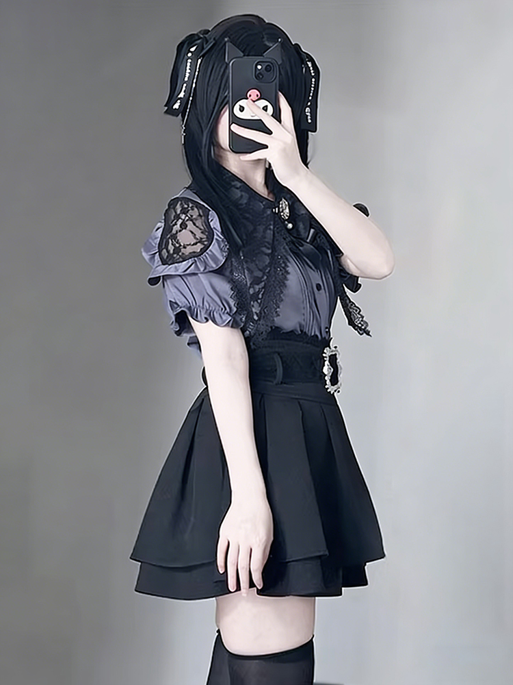 Gothic Style Shoulder Bared Sh - Summer Goth Clothing บทวิจารณ์และราคา