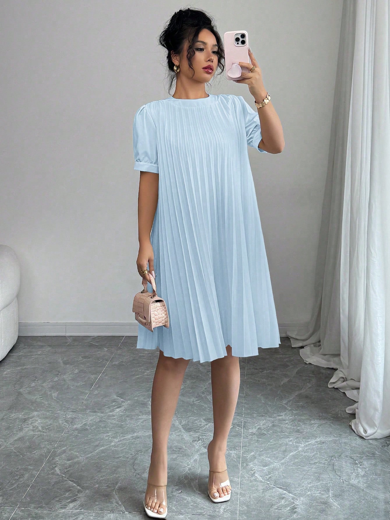 Women's Pure-Color Pleated Puf - Summer Clothing Zara บทวิจารณ์และราคา