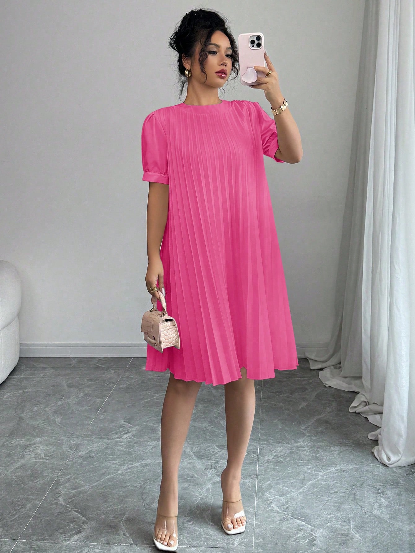 Women's Pure-Color Pleated Puf - Summer Clothing Zara บทวิจารณ์และราคา