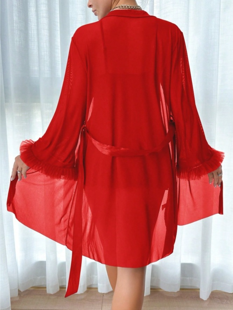 Women 3 Piece Red Sexy Lace Ro - Summer Clothing Dress บทวิจารณ์และราคา