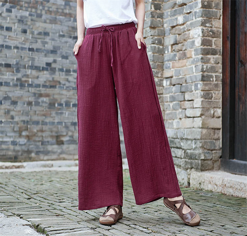Fashion Lace-up Wide Leg Pants - Palazzo Pant Wide บทวิจารณ์และราคา