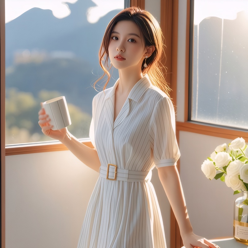 High Waist Stripe Dress Slimmi - Summer Line Clothing Brand บทวิจารณ์และราคา