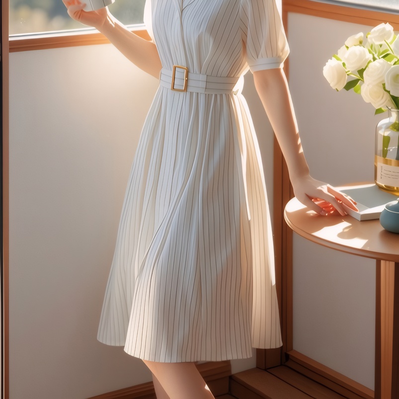 High Waist Stripe Dress Slimmi - Summer Line Clothing Brand บทวิจารณ์และราคา