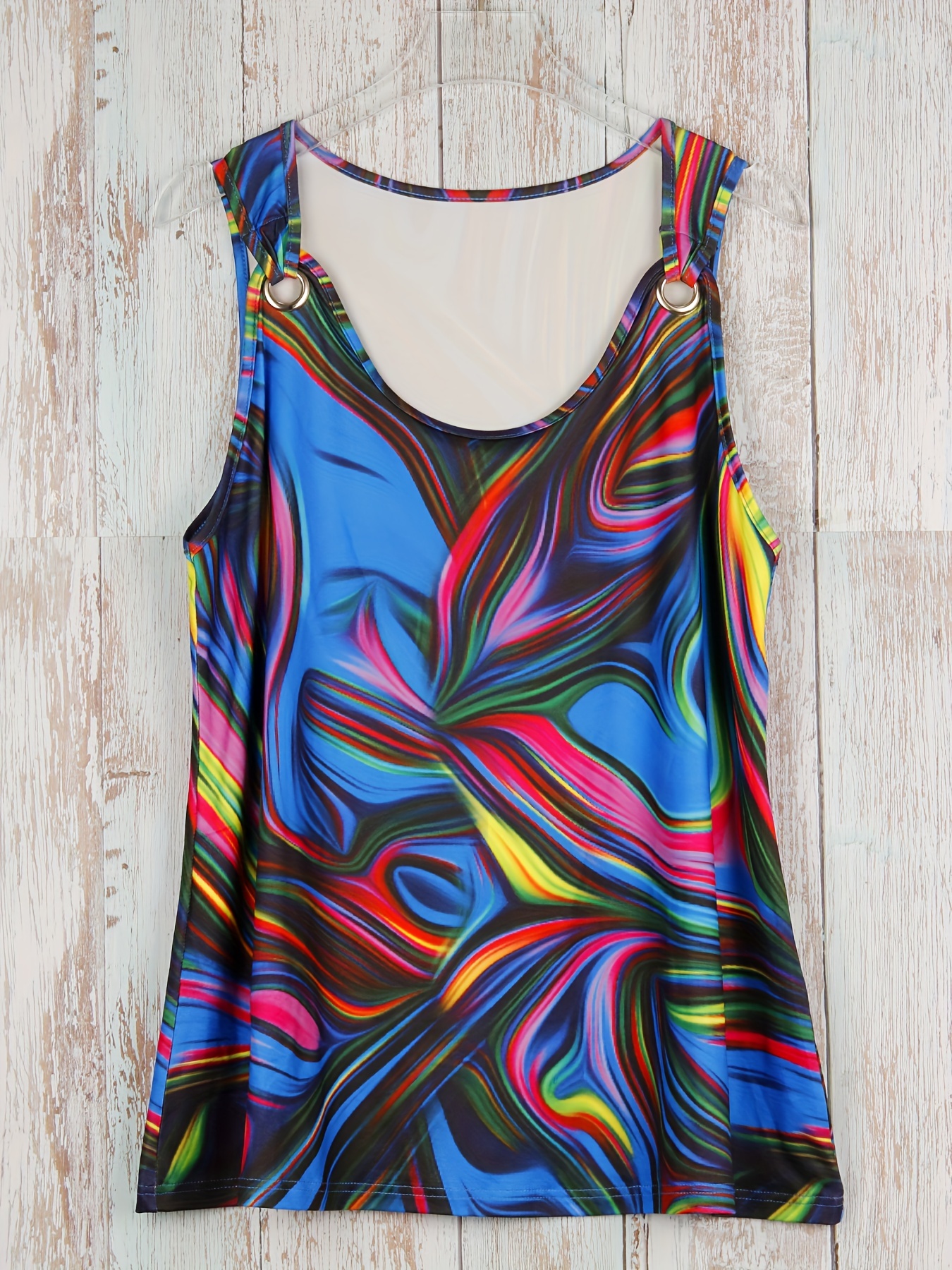 Plus Size Abstract Print Tank  - Summer Upf Clothing บทวิจารณ์และราคา