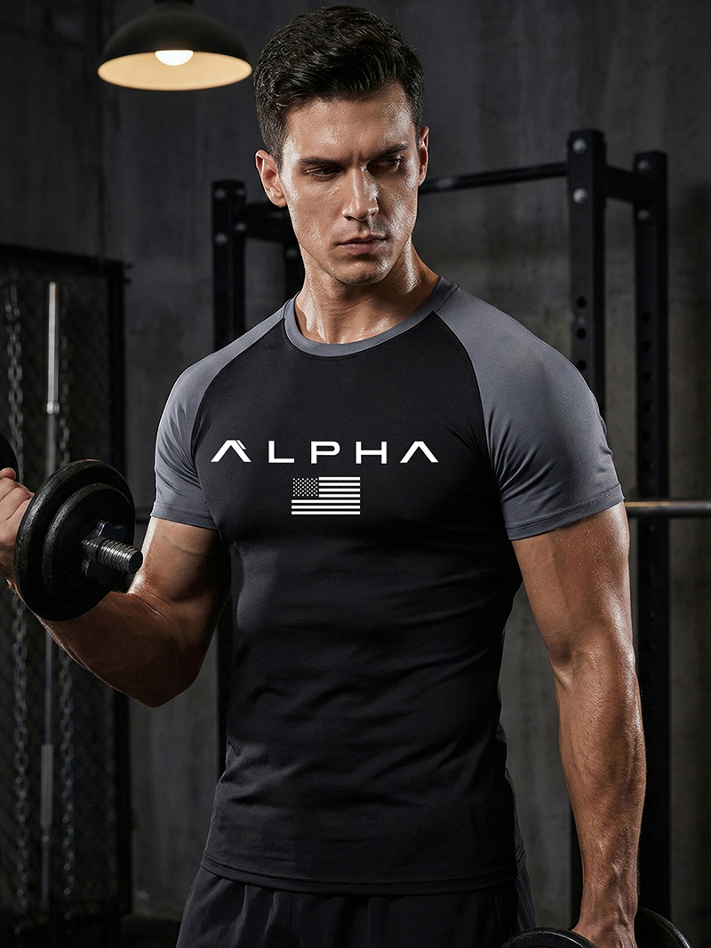 American Flag Print Short Slee - Summer Gym Clothing บทวิจารณ์และราคา