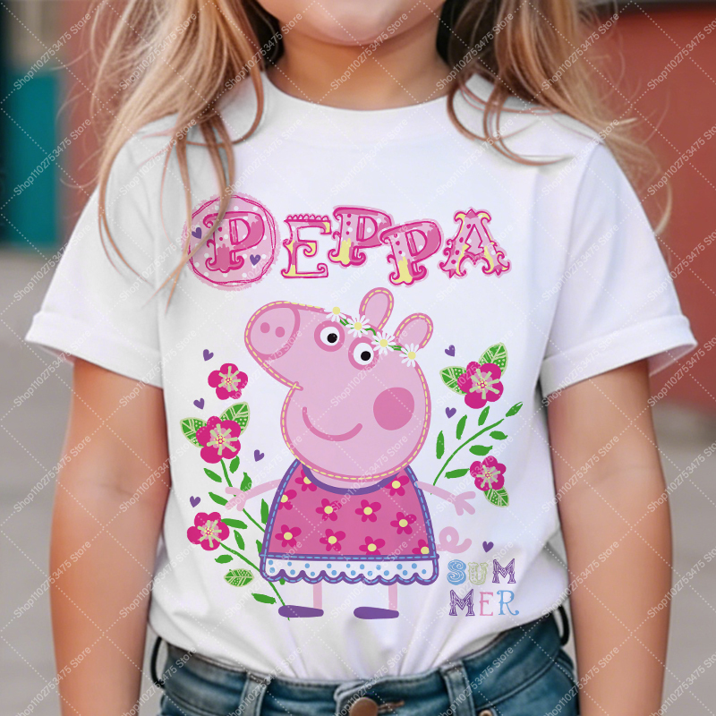 Kids Girl Cute Cotton T-shirt  - Summer Clothing Cartoon บทวิจารณ์และราคา
