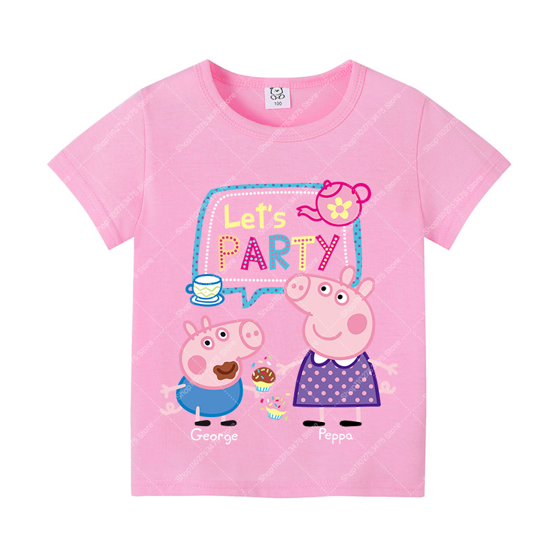 Kids Girl Cute Cotton T-shirt  - Summer Clothing Cartoon บทวิจารณ์และราคา