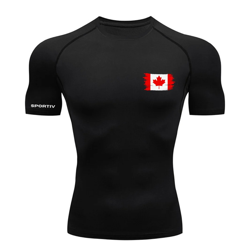 Flag Print Short Sleeve Compre - Summer Gym Clothing บทวิจารณ์และราคา