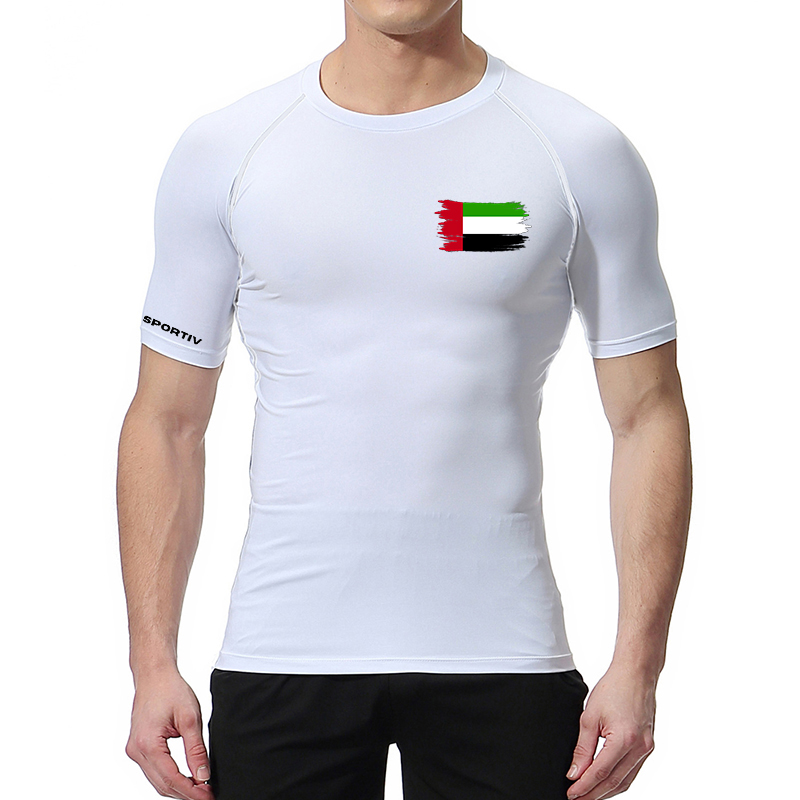 Flag Print Short Sleeve Compre - Summer Gym Clothing บทวิจารณ์และราคา