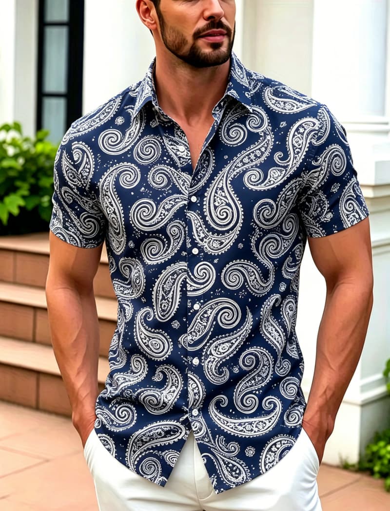 Summer Retro Cashew Leaf Print - Summer Clothing For Teens บทวิจารณ์และราคา