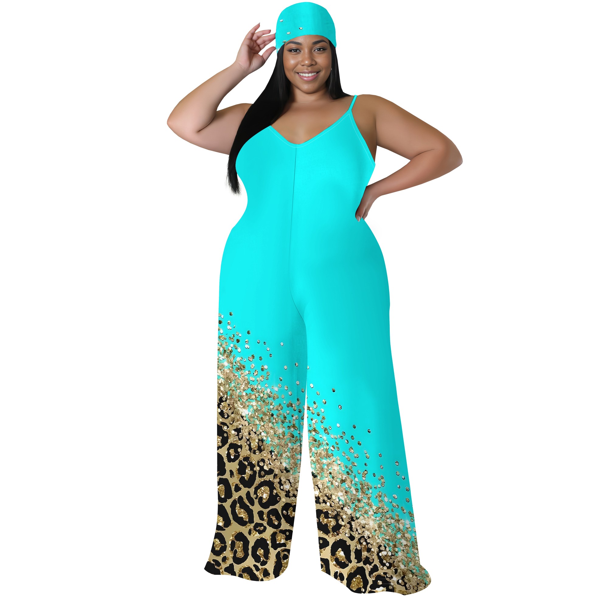 Plus Size Printed Jumpsuit - S - Palazzo Pant Wide บทวิจารณ์และราคา