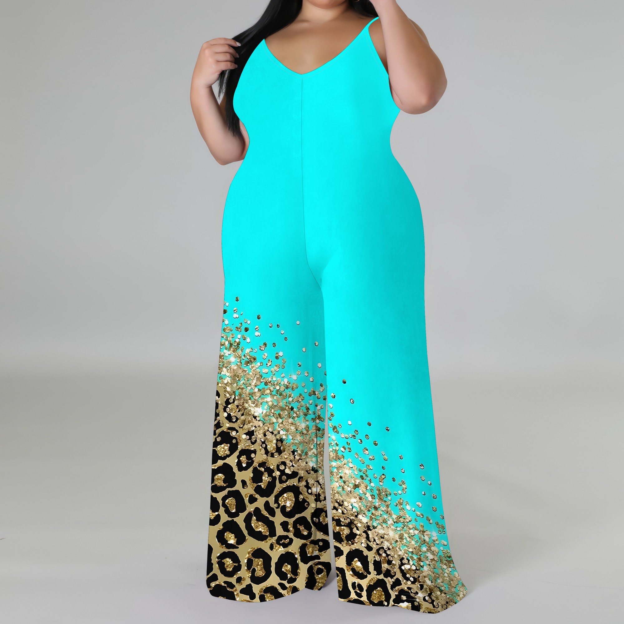 Plus Size Printed Jumpsuit - S - Palazzo Pant Wide บทวิจารณ์และราคา