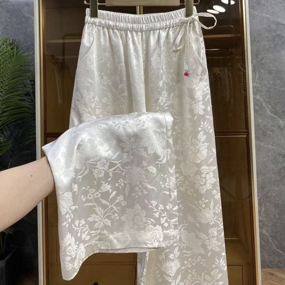 Elegant Chinese Style Jacquard - Palazzo Pant Wide บทวิจารณ์และราคา