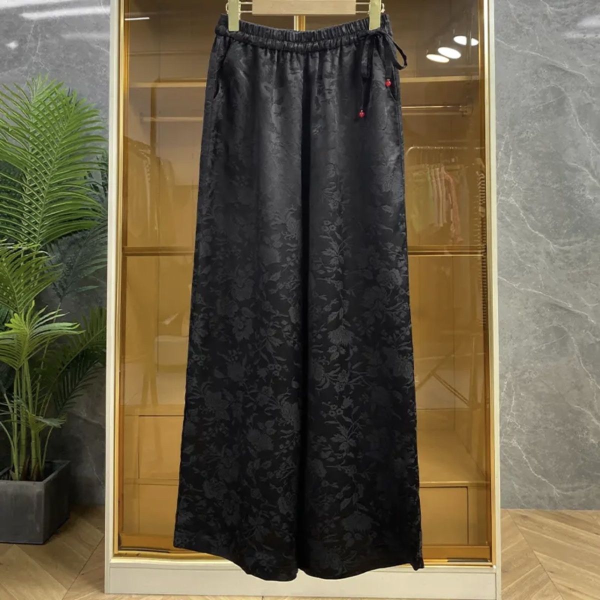 Elegant Chinese Style Jacquard - Palazzo Pant Wide บทวิจารณ์และราคา