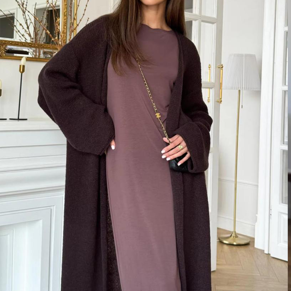 Solid Knitted Long Cardigan Wo - Summer Quilt บทวิจารณ์และราคา