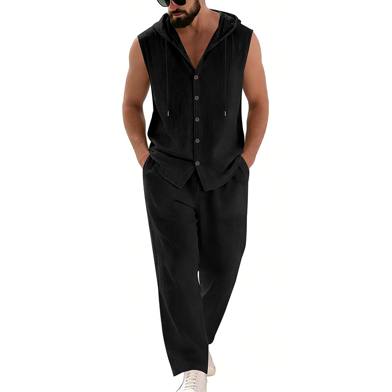 Men's Casual Linen Suit Hooded - Summer Clothing Sets บทวิจารณ์และราคา