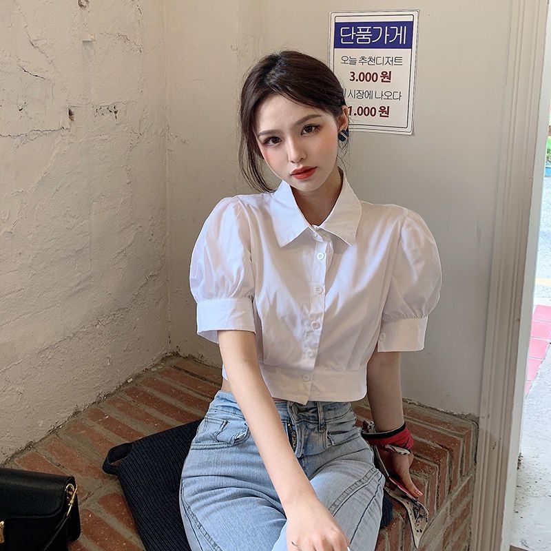 Korean Summer Puff sleeve Whit - Summer Clothing For Teens บทวิจารณ์และราคา