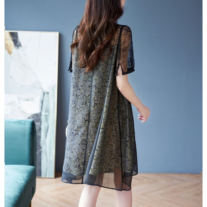 Fashion O-Neck Printed Spliced - Summer Gauze Clothing บทวิจารณ์และราคา