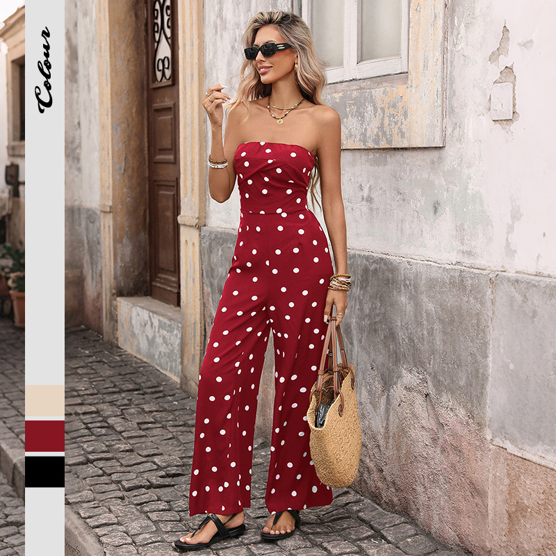 Women's Polka Dot Strapless Tu - Palazzo Pant Wide บทวิจารณ์และราคา