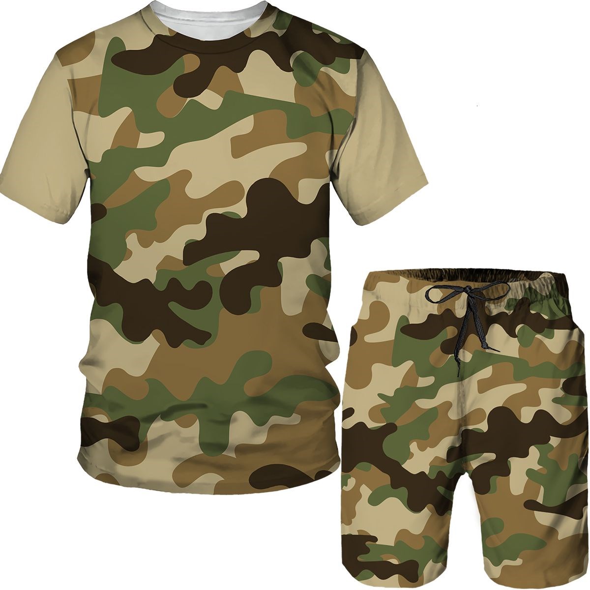 Camouflage Men's Suits Camo 3D - Summer Knit Clothing บทวิจารณ์และราคา