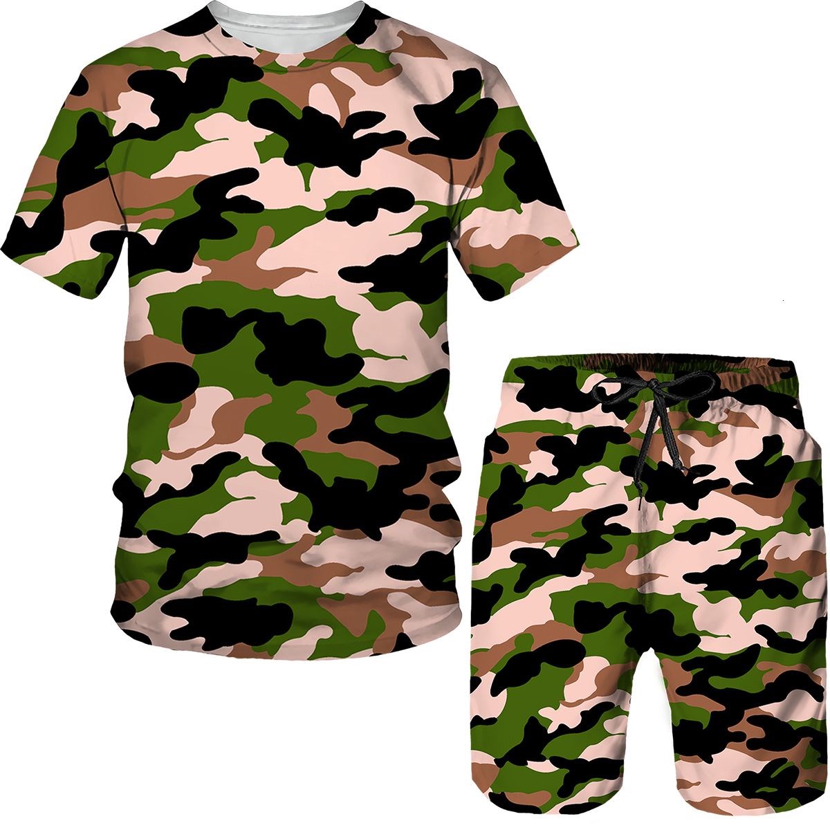 Camouflage Men's Suits Camo 3D - Summer Knit Clothing บทวิจารณ์และราคา