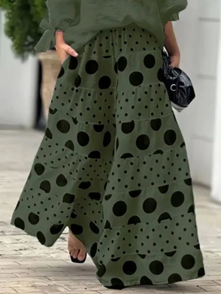 Women's Polka Dot Tiered Wide  - Palazzo Pant Wide บทวิจารณ์และราคา