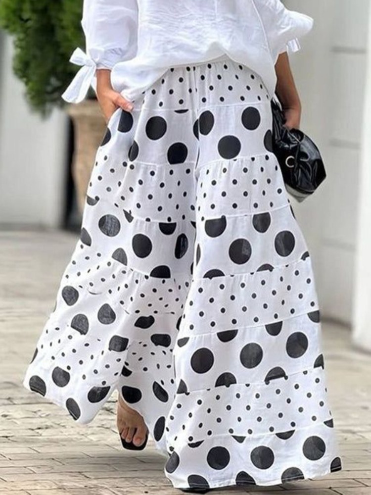 Women's Polka Dot Tiered Wide  - Palazzo Pant Wide บทวิจารณ์และราคา