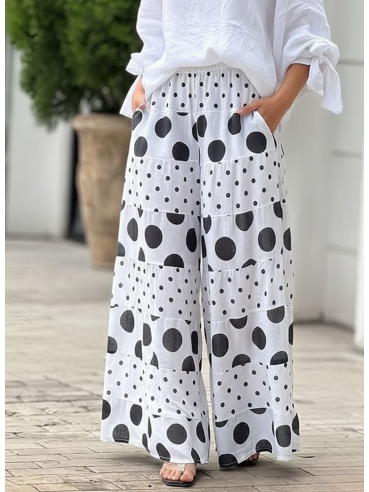 Women's Polka Dot Tiered Wide  - Palazzo Pant Wide บทวิจารณ์และราคา