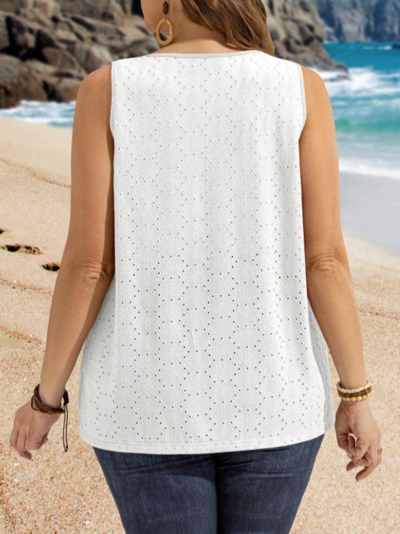 Plus Size Women's Eyelet Embro - Summer Upf Clothing บทวิจารณ์และราคา
