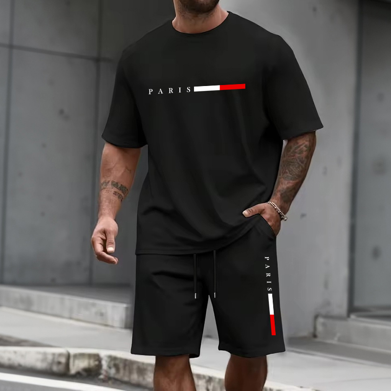 Men's Tracksuit 2 Piece  O-nec - Summer Knit Clothing บทวิจารณ์และราคา