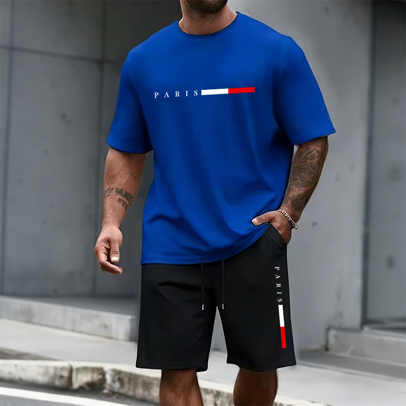 Men's Tracksuit 2 Piece  O-nec - Summer Knit Clothing บทวิจารณ์และราคา