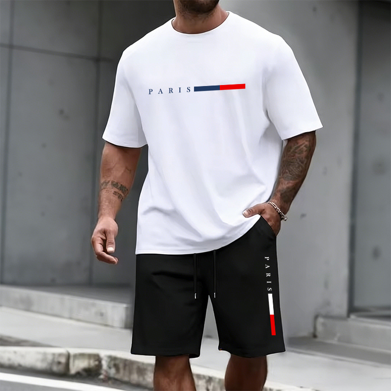 Men's Tracksuit 2 Piece  O-nec - Summer Knit Clothing บทวิจารณ์และราคา